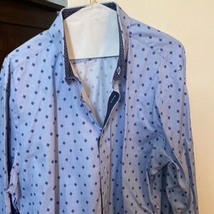 Trunk club custom dress shirt with coordinating collar, placard and cuffs
